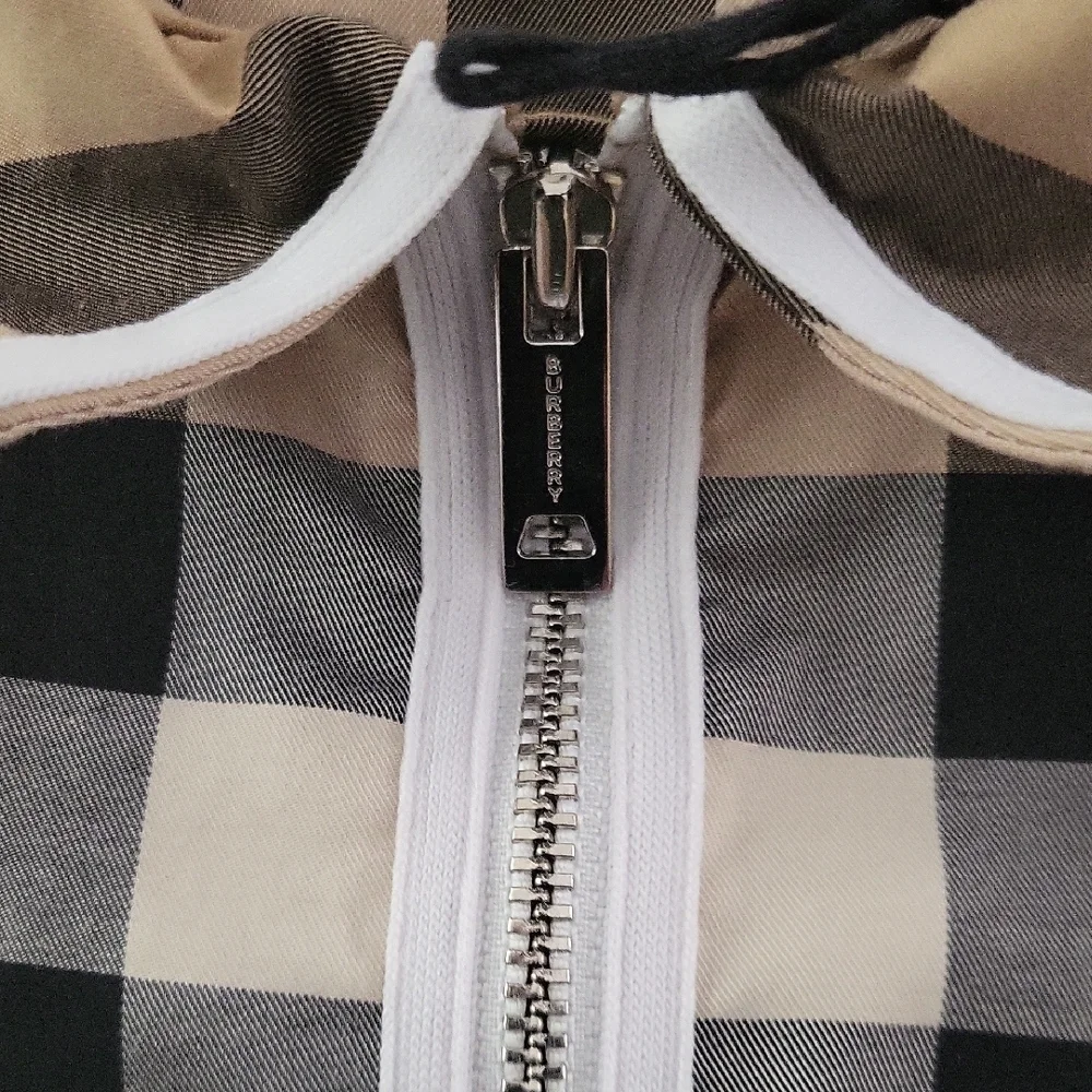 Burberry Tan and Red Half Zip-Up Shirt
